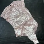 Victoria's Secret 32A 32B 32C 32D 32DD XS TEDDY BODYSUIT ICE PINK VELVET velour
