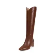 Knee High Boots for Women Square Toe and 2 IN Block Low Heel Boots Womens