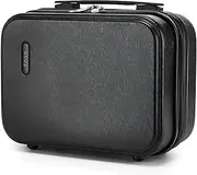 [Kono] 12 Inch Cosmetic Travel Case, Mini Hard Shell Makeup Storage Organizer Box, ABS+PC Portable Carrying Suitcase Cabin Carry on Luggage Attached to Trolley, Black, Mini, Hard Shell Luggage