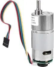 Gear Motor, Encoder Metal Gearmotor, 12V 24V High Torsion Speed Reduce Electric Motor for Curtain Machine Advertising Equipment Window Opener Smart Device (1500 RPM) (24V, Speed 100)