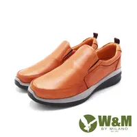 在飛比找PChome24h購物優惠-W&M(男)圓頭白邊樂福鞋 男鞋-棕