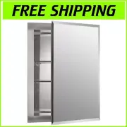 Frameless Recessed Medicine Cabinet with Beveled Mirror & Adjustable Storage