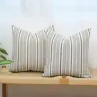 Grey and Cream Farmhouse Throw Pillow Covers 18 X 18, Modern Accent Squa