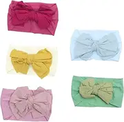 [Abaodam] Fashionable 5 Pack Baby Bow Headbands Elastic Nylon Comfortable Hair Accessories