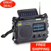 Multi-Band Dynamo/Solar Powered Weather Radio W/ Hand Crank LED Flashlight USB