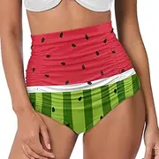 [RMMRIYUE] High Waisted Bikini Bottoms for Women Ruffled Design Tummy Control Stretchy Quick Dry Swimwear Shorts Size S-3XL