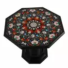 24" marble coffee center Table Top semi precious stone inlay with marble Stand