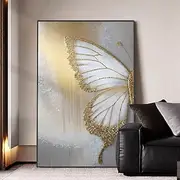 Handmade Gold Butterfly Wall Art Textured Nature Canvas Luxury Gold Leaf Butterfly Decor Animal Art Frame Ready To Hang Or No Frame