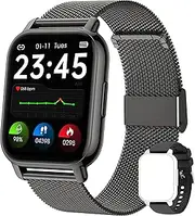 Popglory Smart Watch Answer/Make Calls & 2 Straps, 1.85" Large Smartwatch for Women Men, Fitness Watch Blood Pressure, Blood Oxygen, Heart Rate Tracking, Step Counter for iPhone & Android