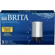 Brita 3-PACK CHROME FAUCET REPLACEMENT FILTER f/ ON TAP WATER FILTRATION SYSTEMS