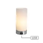 Julie Cylinder Touch Lamp with USB Port Bedside Desk Sofa Reading Night Light