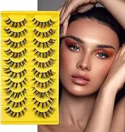 LANKIZ Lash Clusters 8-16mm Fluffy Individual Cat Eye Lashes Natural Look 5D Wispy Cluster Lashes C Curl False Eyelashes DIY Eyelash Extensions Faux Mink Fake Lashes Strip 10 Pairs Pack (Paeony Style)