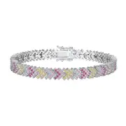 ANYCO Bracelet 17cm 925 Silver Colorful Tennis Twisted Open Box Clasp With Zircon 5A Jewelry for Women