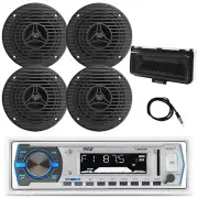 Pyle Bluetooth Stereo Receiver, 3.5" 75W Speaker (QTY 4), Cover (White), Antenna