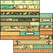 Graphic 45 On the Boardwalk Collection Borders 12 x 12 Cardstock Shore Bathing