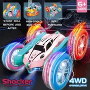 2.4G RC Stunt Car Children Double Sided Flip Remote Control Car 360 Degree Rotation Off Road Rc Drift Cars For Pink Girls Toys