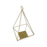 SET OF 2 Geometric Golden Metal Diamond Shape Lantern Terrarium