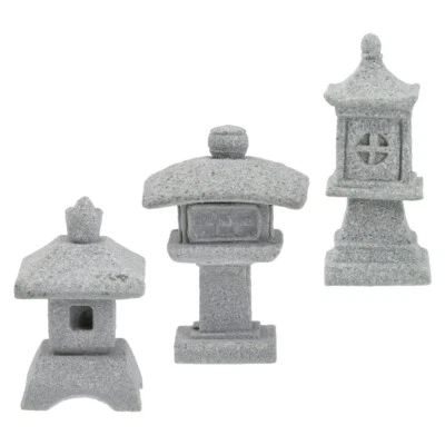 3pcs Micro Landscape Ornaments Zen Garden Pagoda Figurine Sandstone Statue