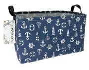 Storage Basket,Nursery Hamper Canvas Laundry Basket Foldable Rec-Sailboat-L