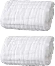 BESPORTBLE Infant Bath Towel Swaddle Blanket 2pcs Gauze Wrap Soft Breathable Comfortable