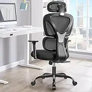 KERDOM Ergonomic Office Chair, Home Desk Chair, Comfy Breathable Mesh Task Chair, High Back Thick Cushion Computer Chair with Headrest and 3D Armrests, Adjustable Gaming Chair (KD9070-Black)