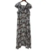 Torrid Womens Floral Maxi Dress Shorts 2X Side Slit Deep V Backless Ruffle Beach