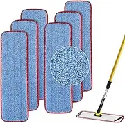 Replacement Microfiber Pad for Rubbermaid Commercial 18.5 Inch Mop Head - 6 Pack Wet & Dry Commercial Cleaning Refills Reusable Mops Refills Fit for Any Microfiber Flat Mop System 18.5"