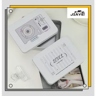 JiaYe--現貨速發  簡約韓系鐵盒  白色帶蓋鐵盒  ins文具手賬追星桌面收納盒  無屬性馬口鐵盒