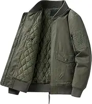 [Generic] Men's Bomber Jackets Military with Multi Pockets Stand Collar Windbreaker Coat Zip Up Lightweight Bomber Jacket