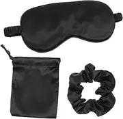 Outanaya 3Pcs Silk Sleeping Eye Mask Set with Fashion Headband Travel Storage Bag Travel Accessory for Restful Sleep Relaxation Present for Special Occasions