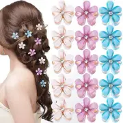 15 Pack Mini Pearl Flower Hair Claw Clips for Women Girls Hair Accessories