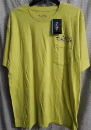 Salt Life Hogfish Dive Tours Yellow T-shirt Men's Size Large Pocket Tee Shirt