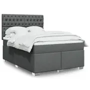 Box Spring Bed with Mattress Dark Grey Double Fabric vidaXL