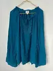 NWT St. John’s Bay Teal Blue Flowy Boho Soft Rayon Tie Blouse Top Women’s XL