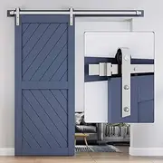 [EaseLife] 6 FT Brushed Nickel Sliding Barn Door Hardware Track Kit,Basic J Pulley,Heavy Duty,Slide Smoothly Quietly,Easy Install (6FT Track Kit for 30"~36" Wide Single Door)