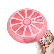 7 Day Pill Dispenser - Weekly Pill Organizer, Weekly Pill Case | Portable Round Pill Storage Box, Pill Dispenser Fruit-Shaped Design Storage Supplies for, Candy, Pillls (9 x 2.2cm)