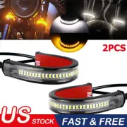 Switchback Fork LED Turn Signal / Running Strips For Motorcycle Bike Mount Light