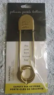 Petunia Pickle Bottom Safety Pin Keychain Gold NoS
