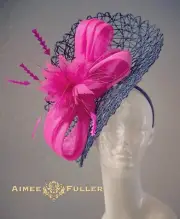 Kentucky Derby Hat Womens Fascinator Hot Pink Fuchsia Royal Ascot Big Easter Hat