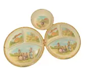 Vintage PECO Melamine Sweet Familly Kids Divided 3 sections Plate And Bowl
