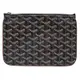 GOYARD 經典Senat Pouch PM系列塗層帆布LOGO牛皮飾邊萬用拉鍊拉鍊手拿包(棕)