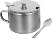 Ciieeo 3pcs Seasoning Box With Lid Stainless Steel Condiment Canisters Pots Seasoning Jars Sugar Cube Holder Pepper Storage For Spice Salt Sugar Silver