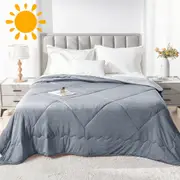 LINENOVA Silky Soft Comforter/Blanket- Breathable,Lightweight Bedding for All Seasons(Super King,Grey)