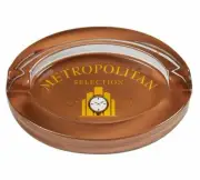 Nat Sherman Metropolitan Crystal Glass Ashtray - Habano Brown - New