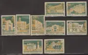 MATCHBOX LABELS RUSSIA-Belarus towns architecture, set of 9,green/yelow,Boris-**