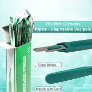Disposable Scalpel Blades #15 Sharp Tempered Stainless-Steel Blades - Box 10 PCS