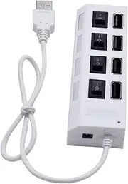 OSALADI 4 USB Hub Individual Power USB Hub 2.0 Splitter Laptop Powered USB Hub USB Device Connector USB Port USB Flash Drive Hub High Ac Power Adapter USB Adapter USB Splitter White