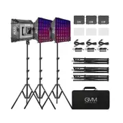 GVM RGB Photography Lighting Kits with 3 Softboxes, 880RS 60W Studio Lights w...
