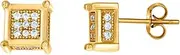 [JewelryWeb] 10k Gold Two tone CZ Simulated Diamond Mens Square 7.1mm X 7.1mm Push Back Studs Stud Earring for Men
