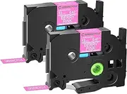 GREENCYCLE 2 Pack Label Tape White on Berry Pink Standard Laminated Compatible for Brother TZe-MQP35 TZ-MQP35 P-touch 0.47 inch X 16.4 ft(5m)